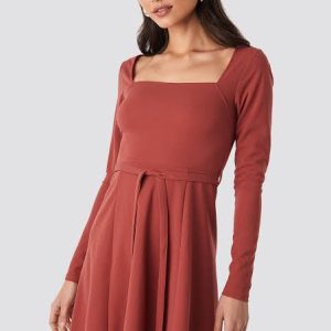 Tied Waist Square Neck Mini Dress